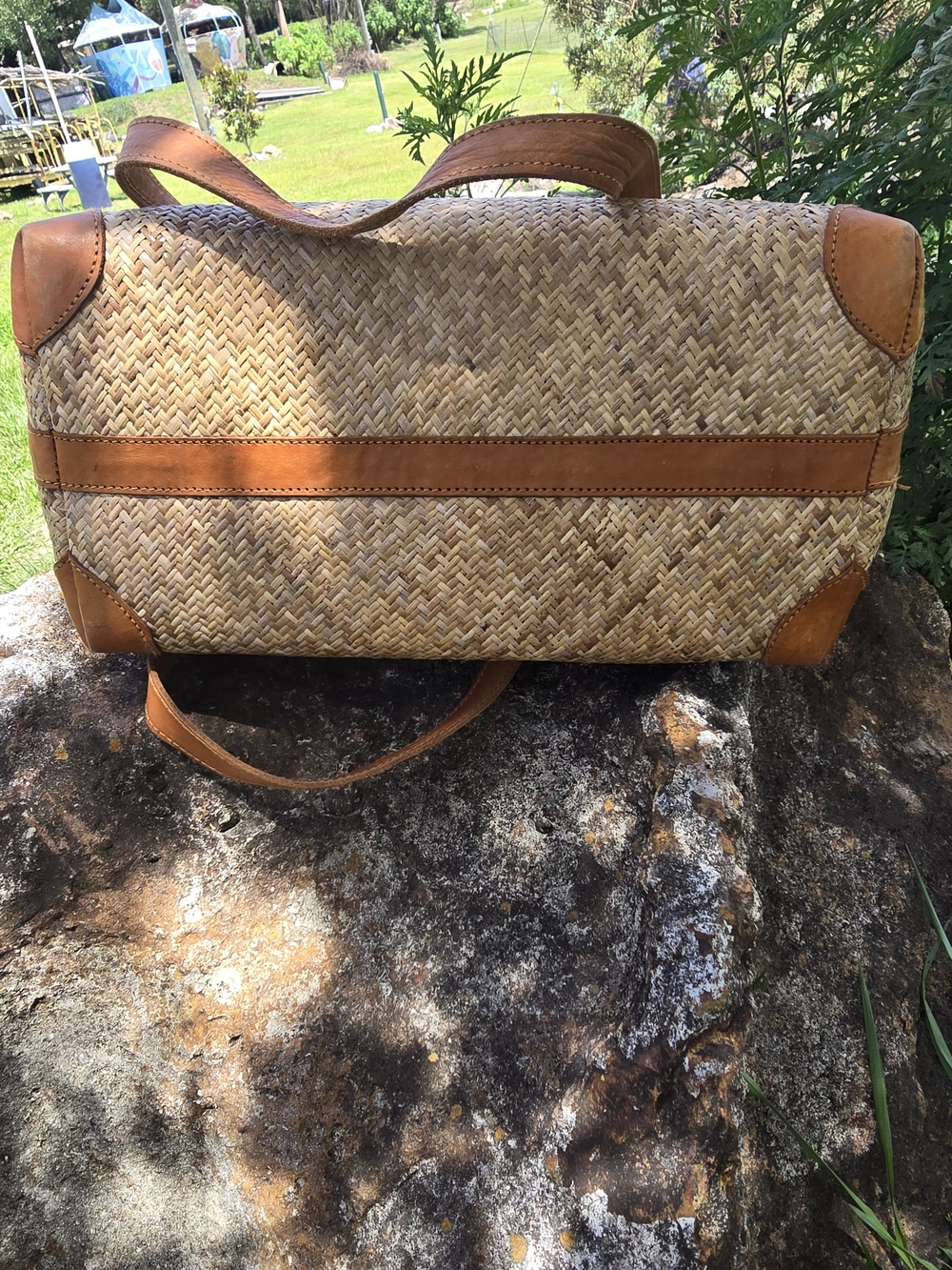 TLC Natural Woven Tote with Tan Leather Trim - Picture 10 of 10
